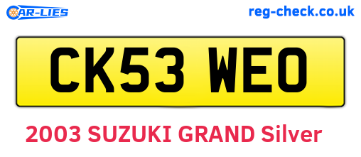 CK53WEO are the vehicle registration plates.