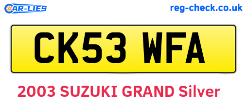 CK53WFA are the vehicle registration plates.