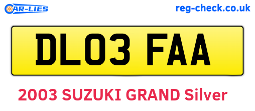 DL03FAA are the vehicle registration plates.