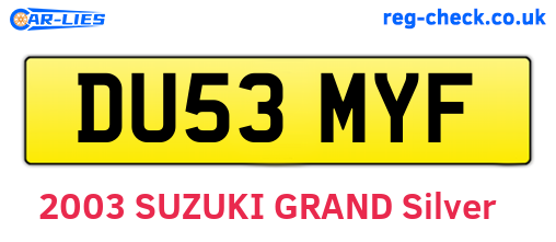 DU53MYF are the vehicle registration plates.