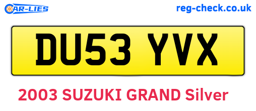 DU53YVX are the vehicle registration plates.
