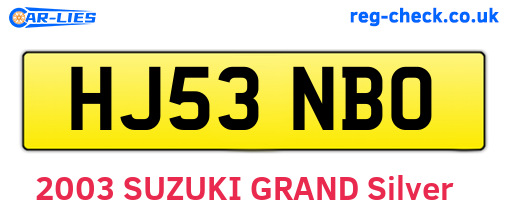 HJ53NBO are the vehicle registration plates.