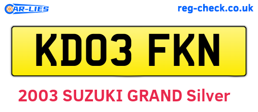 KD03FKN are the vehicle registration plates.