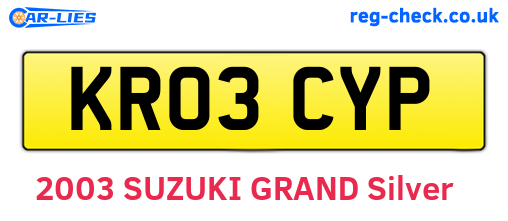 KR03CYP are the vehicle registration plates.