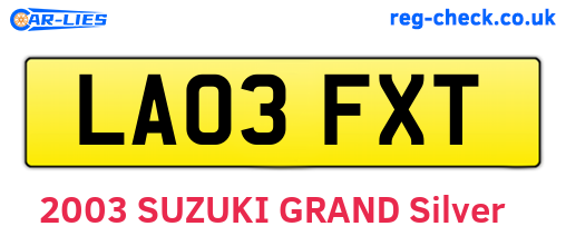 LA03FXT are the vehicle registration plates.