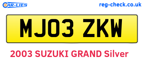 MJ03ZKW are the vehicle registration plates.