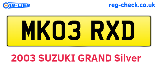 MK03RXD are the vehicle registration plates.