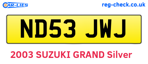 ND53JWJ are the vehicle registration plates.