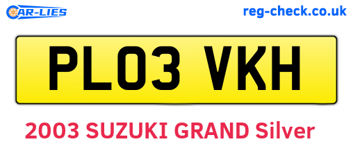 PL03VKH are the vehicle registration plates.