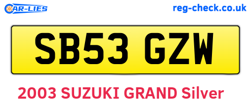 SB53GZW are the vehicle registration plates.