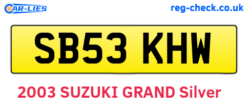 SB53KHW are the vehicle registration plates.
