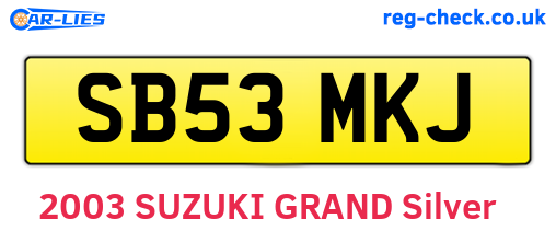 SB53MKJ are the vehicle registration plates.