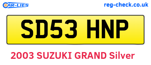 SD53HNP are the vehicle registration plates.