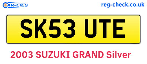 SK53UTE are the vehicle registration plates.