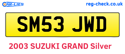 SM53JWD are the vehicle registration plates.