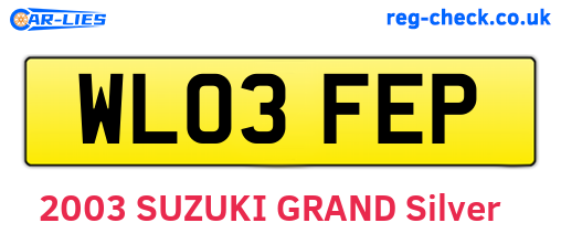 WL03FEP are the vehicle registration plates.
