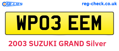 WP03EEM are the vehicle registration plates.