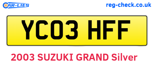 YC03HFF are the vehicle registration plates.