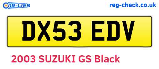 DX53EDV are the vehicle registration plates.