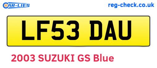 LF53DAU are the vehicle registration plates.