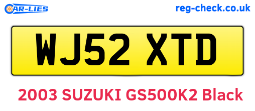 WJ52XTD are the vehicle registration plates.