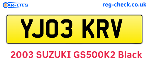YJ03KRV are the vehicle registration plates.