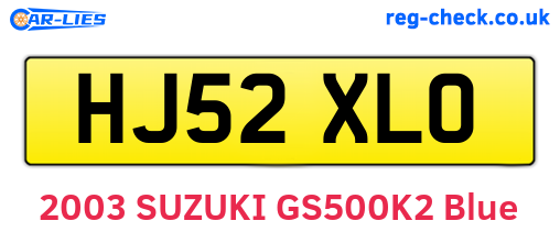 HJ52XLO are the vehicle registration plates.