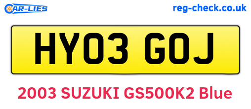 HY03GOJ are the vehicle registration plates.