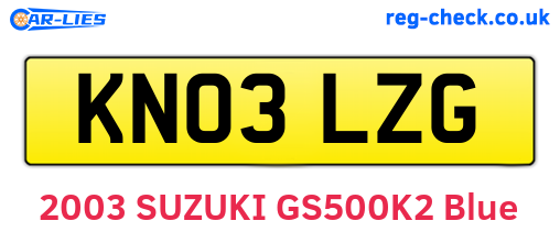 KN03LZG are the vehicle registration plates.