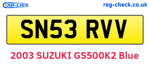 SN53RVV are the vehicle registration plates.