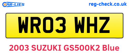 WR03WHZ are the vehicle registration plates.