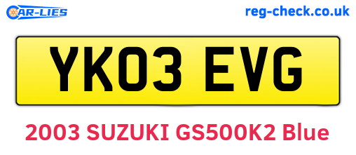 YK03EVG are the vehicle registration plates.