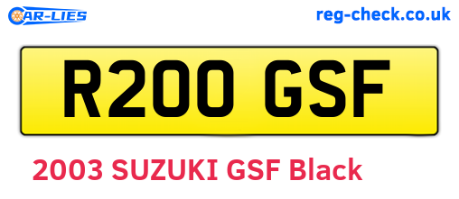 R200GSF are the vehicle registration plates.
