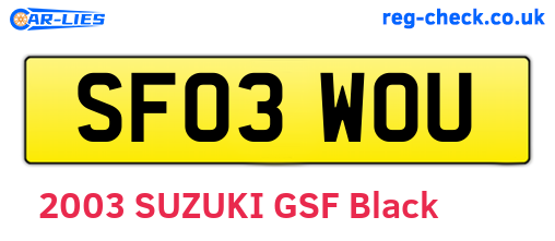 SF03WOU are the vehicle registration plates.