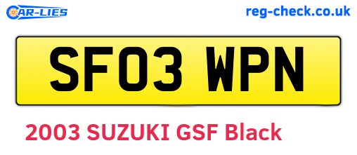 SF03WPN are the vehicle registration plates.