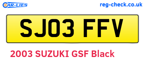 SJ03FFV are the vehicle registration plates.