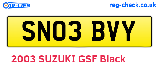 SN03BVY are the vehicle registration plates.