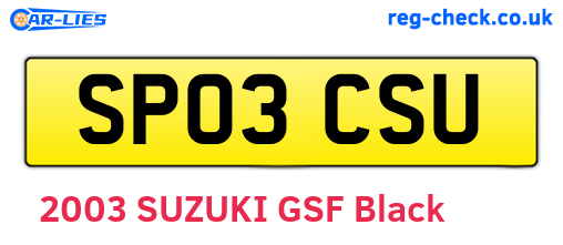SP03CSU are the vehicle registration plates.