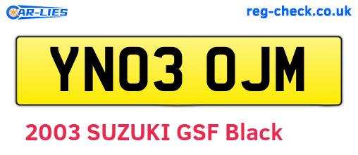 YN03OJM are the vehicle registration plates.