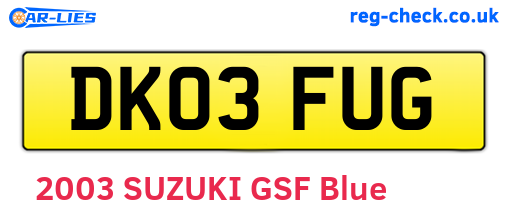 DK03FUG are the vehicle registration plates.