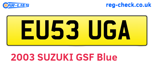 EU53UGA are the vehicle registration plates.