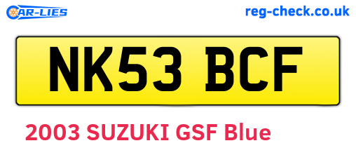 NK53BCF are the vehicle registration plates.