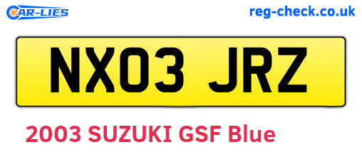 NX03JRZ are the vehicle registration plates.
