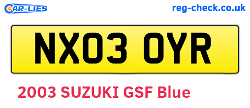 NX03OYR are the vehicle registration plates.