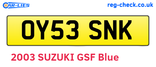 OY53SNK are the vehicle registration plates.