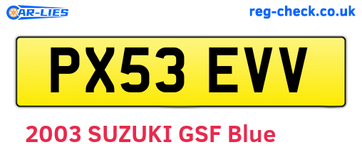 PX53EVV are the vehicle registration plates.