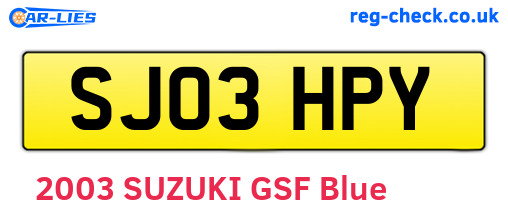 SJ03HPY are the vehicle registration plates.