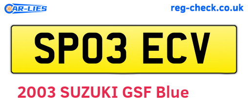 SP03ECV are the vehicle registration plates.