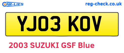 YJ03KOV are the vehicle registration plates.