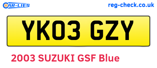 YK03GZY are the vehicle registration plates.